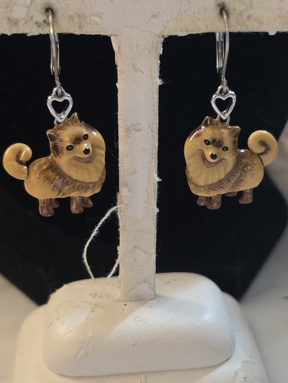 Cute 3D Pomeranian Dog Dangle Earrings - Yellow/Brown - Picture 6 of 8
